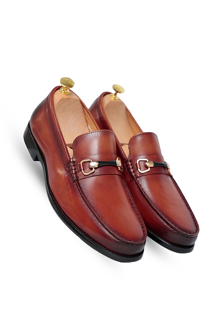 Brown Leather Slip-Ons by Vantier Fashion at Pernia's Pop Up Shop