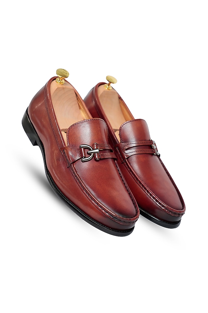 Brown Leather Slip-Ons by Vantier Fashion at Pernia's Pop Up Shop