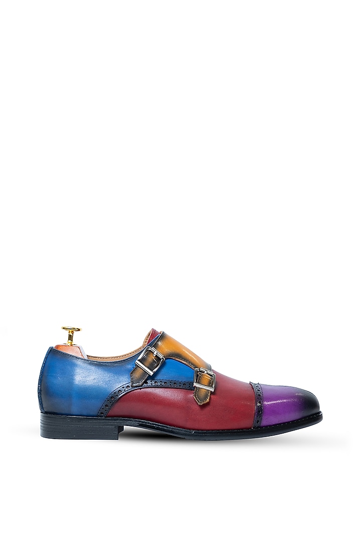 Multi-Colored Leather Monk Strap Shoes by Vantier Fashion at Pernia's Pop Up Shop