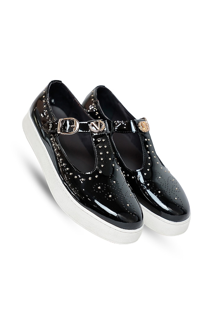 Black Patent Leather Sandals by Vantier Fashion at Pernia's Pop Up Shop