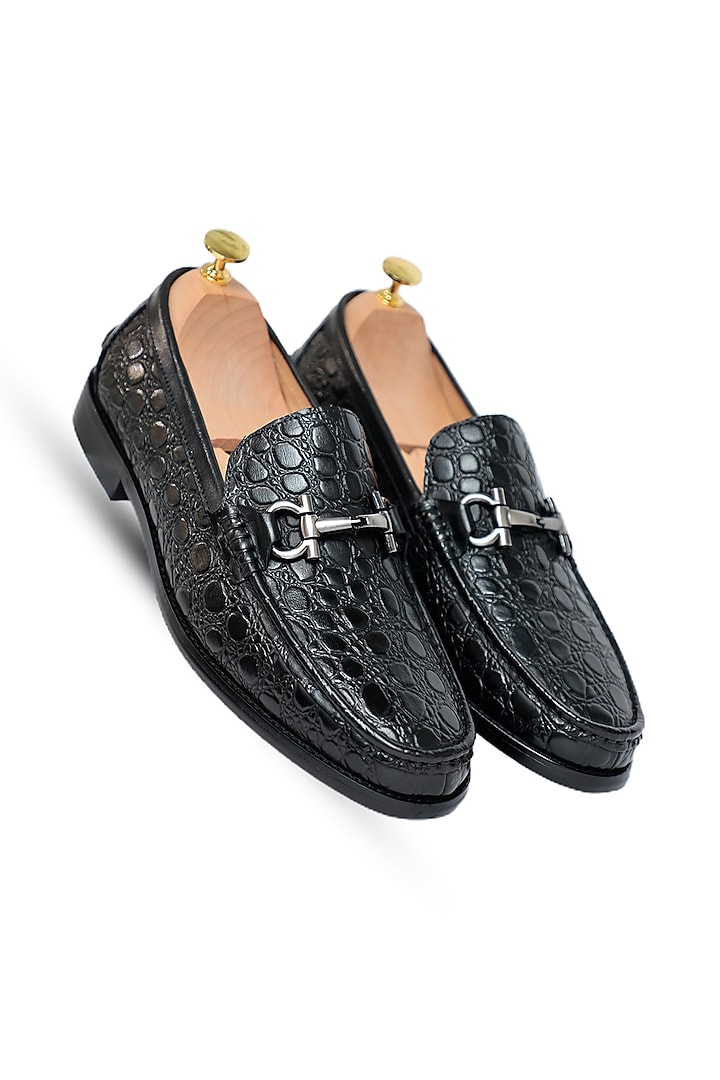 Black Leather Slip-Ons by Vantier Fashion at Pernia's Pop Up Shop
