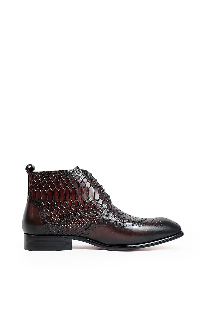 Coffee Leather Ankle Boots by Vantier Fashion at Pernia's Pop Up Shop