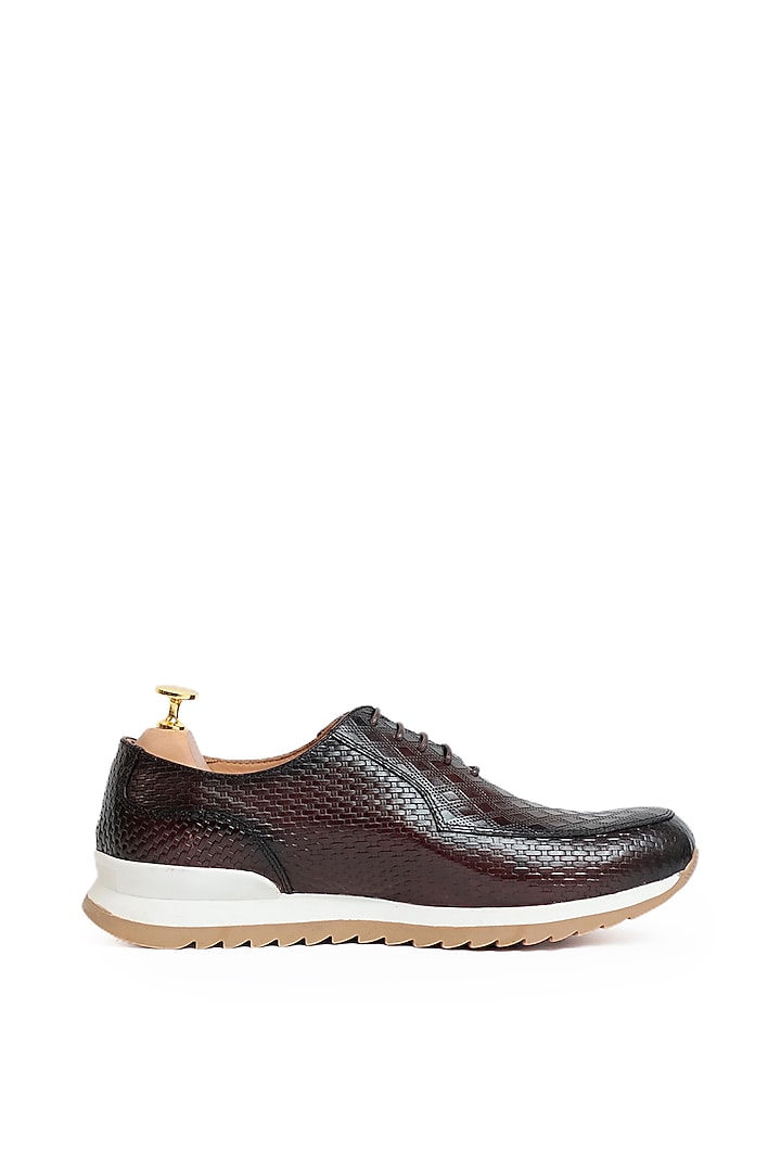 Coffee Leather Sneakers by Vantier Fashion at Pernia's Pop Up Shop