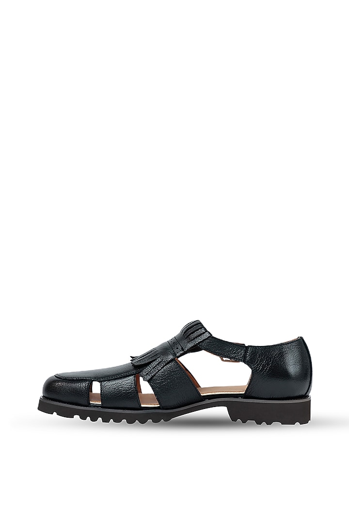 Black Leather Sandals by Vantier Fashion at Pernia's Pop Up Shop