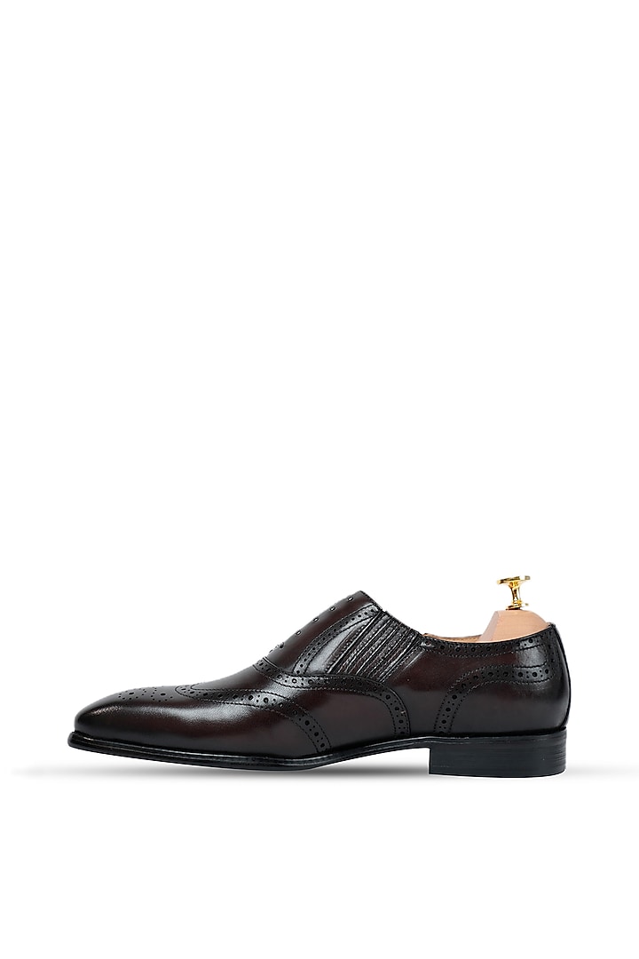Coffee Leather Lace-Up Shoes by Vantier Fashion at Pernia's Pop Up Shop