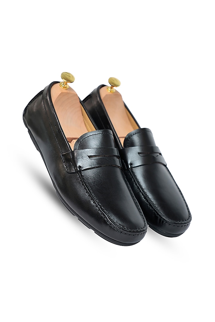 Black Leather Moccasins by Vantier Fashion at Pernia's Pop Up Shop