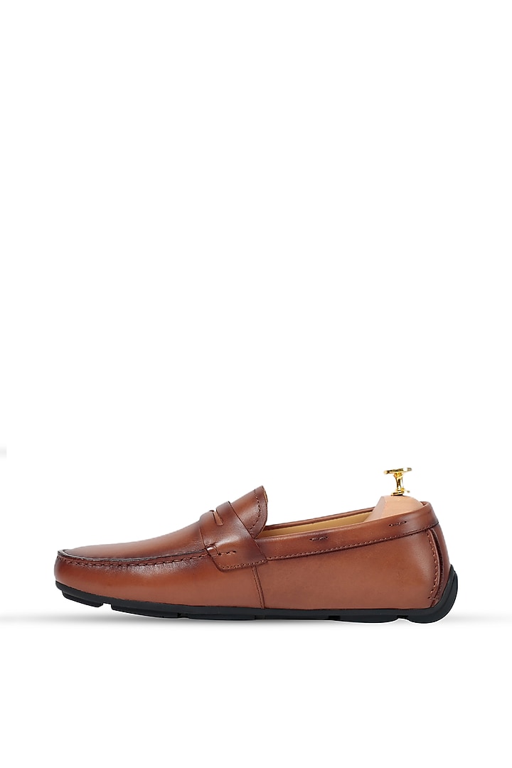 Brown Leather Moccasins by Vantier Fashion at Pernia's Pop Up Shop