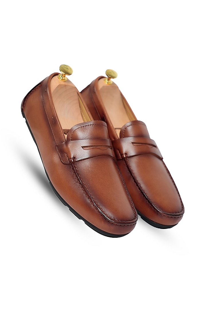 Brown Leather Moccasins by Vantier Fashion at Pernia's Pop Up Shop
