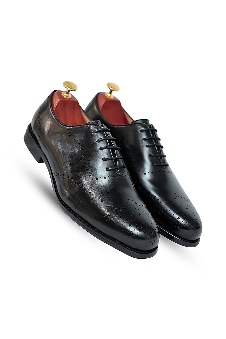 Black Leather Lace-Up Shoes by Vantier Fashion at Pernia's Pop Up Shop