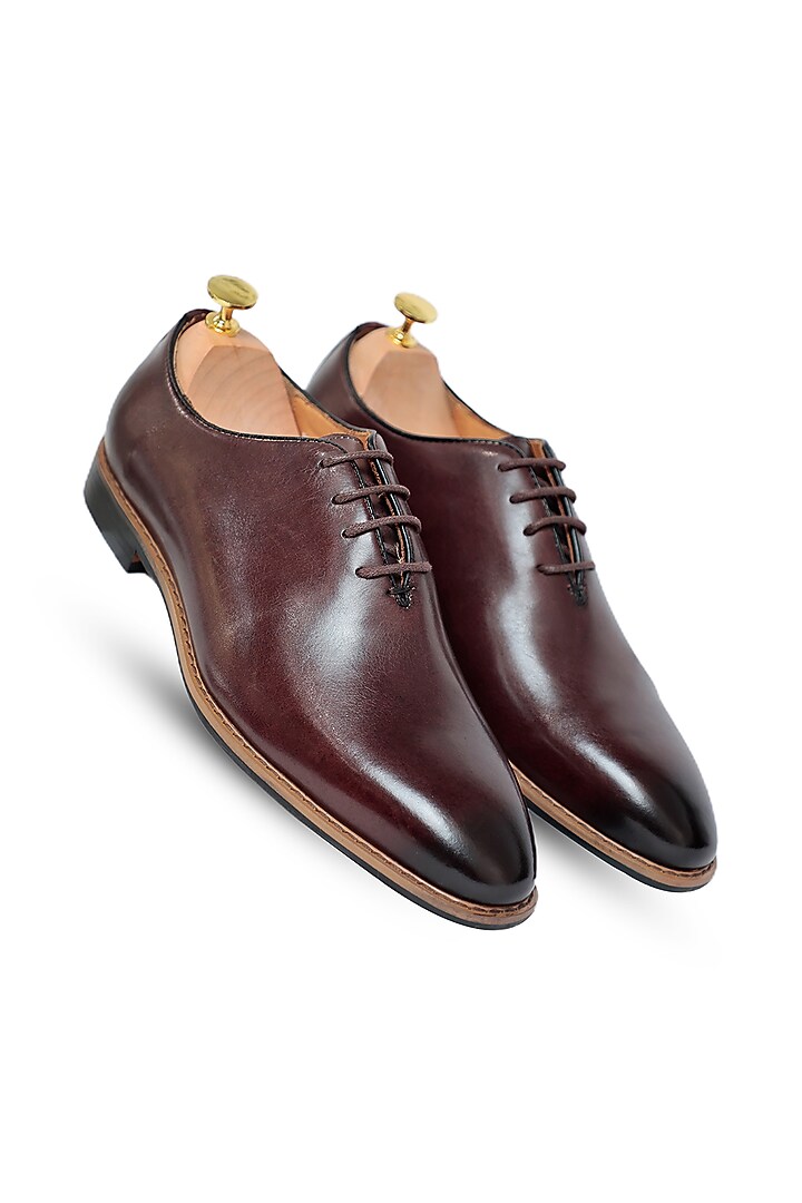 Coffee Leather Oxford Shoes by Vantier Fashion at Pernia's Pop Up Shop