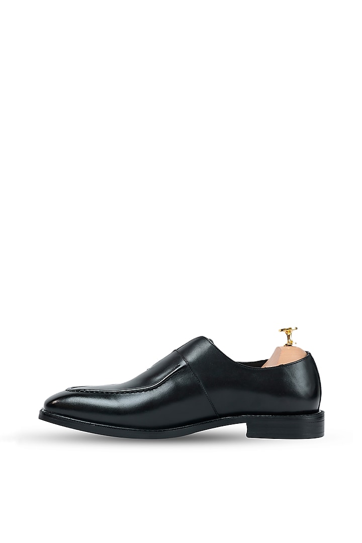 Black Leather Monk Shoes by Vantier Fashion at Pernia's Pop Up Shop