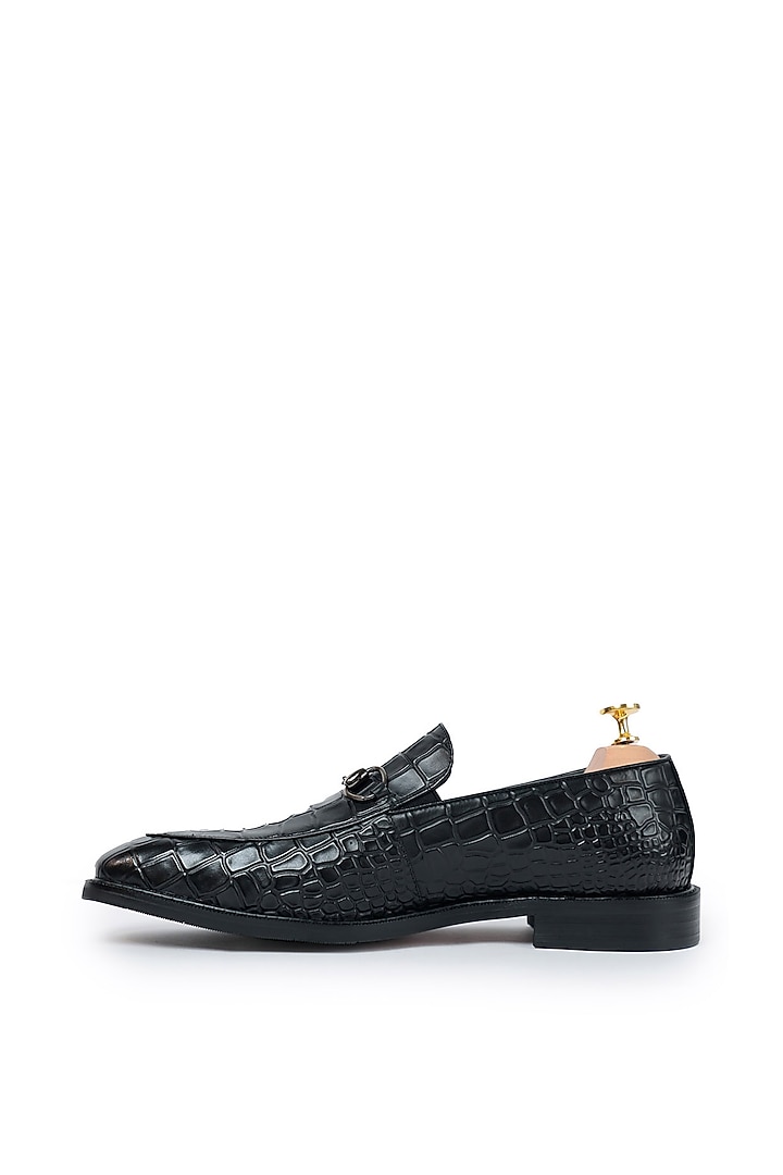 Black Leather Slip-Ons by Vantier Fashion at Pernia's Pop Up Shop