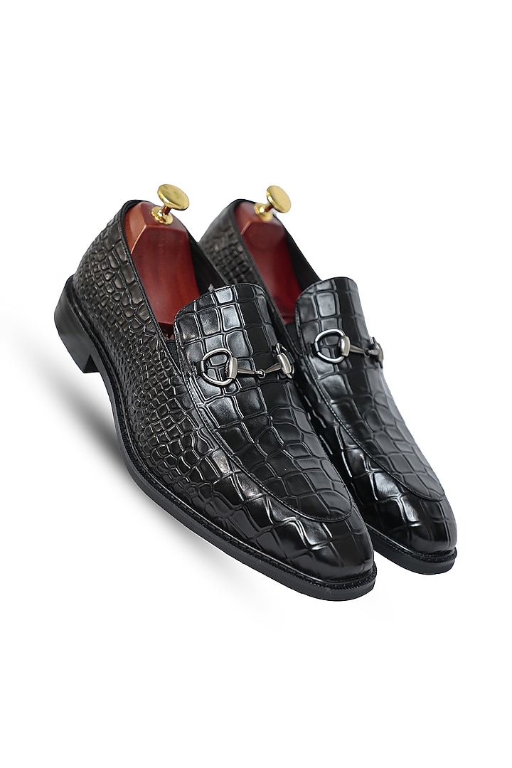 Black Leather Slip-Ons by Vantier Fashion at Pernia's Pop Up Shop