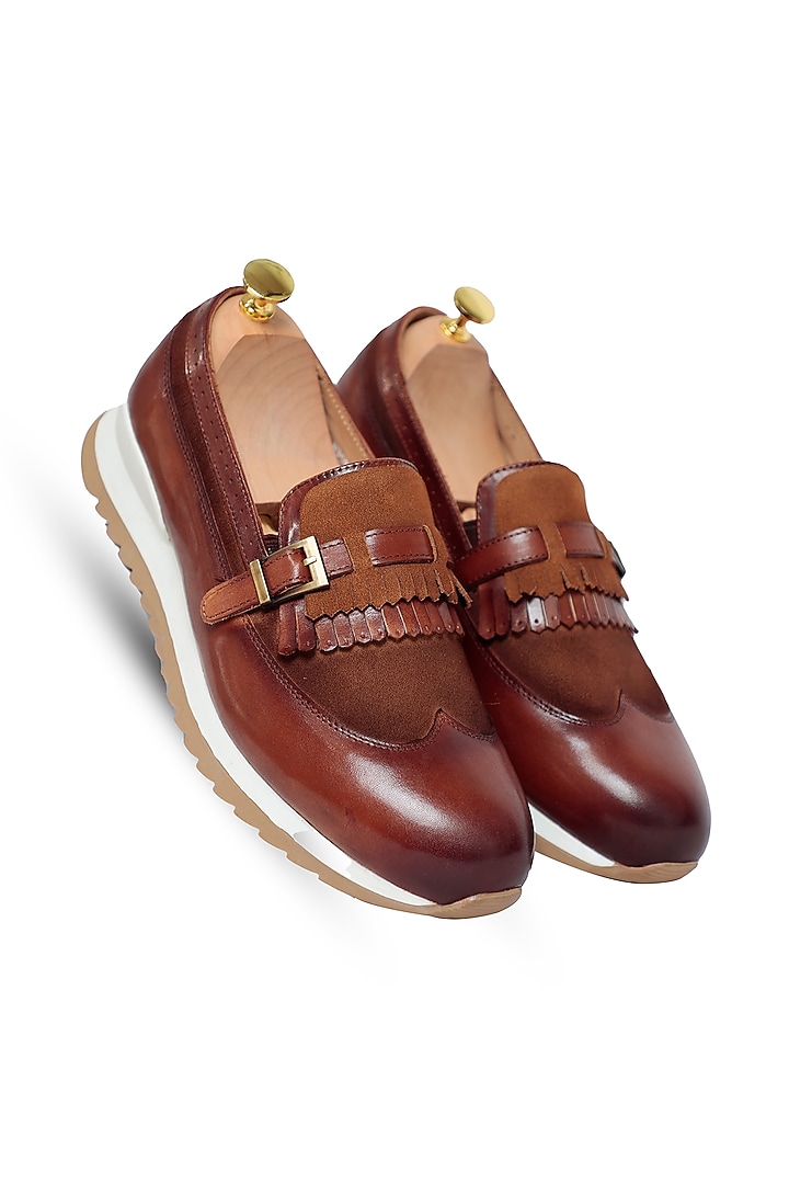 Brown Leather Sneakers by Vantier Fashion at Pernia's Pop Up Shop