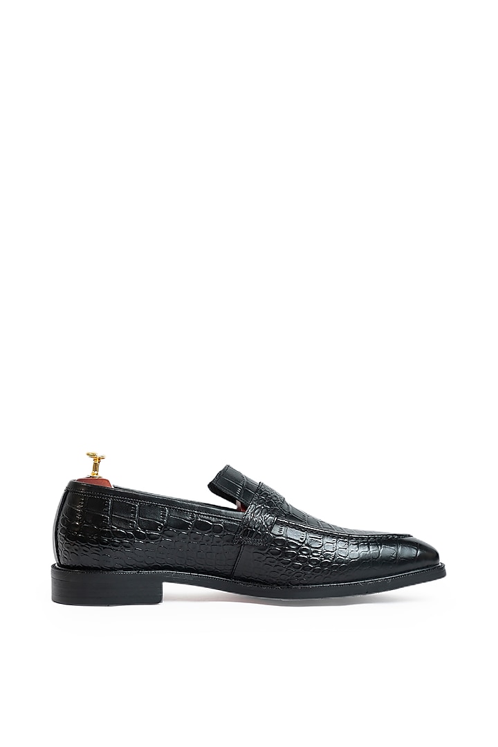 Black Leather Slip-Ons by Vantier Fashion at Pernia's Pop Up Shop