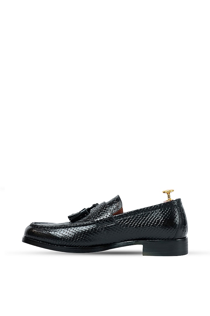Black Leather Slip-Ons by Vantier Fashion at Pernia's Pop Up Shop