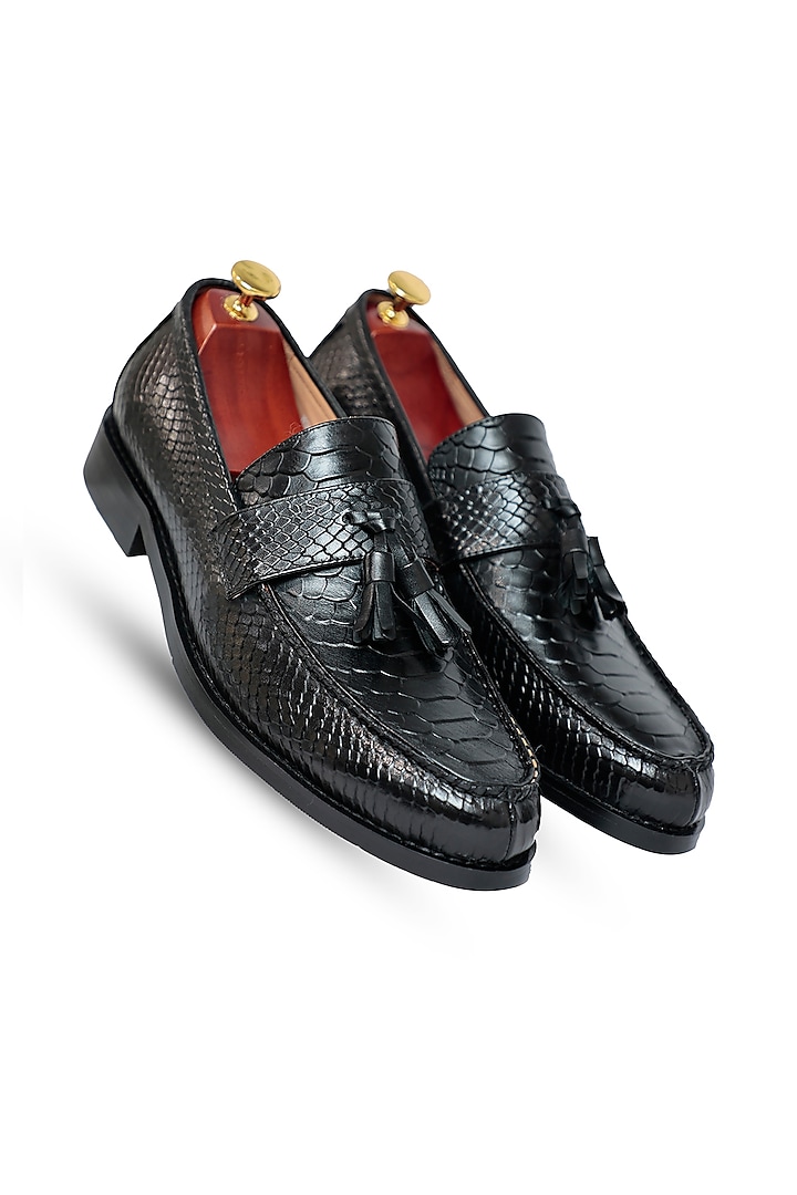 Black Leather Slip-Ons by Vantier Fashion at Pernia's Pop Up Shop