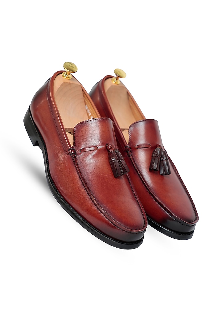 Brown Leather Slip-Ons by Vantier Fashion at Pernia's Pop Up Shop