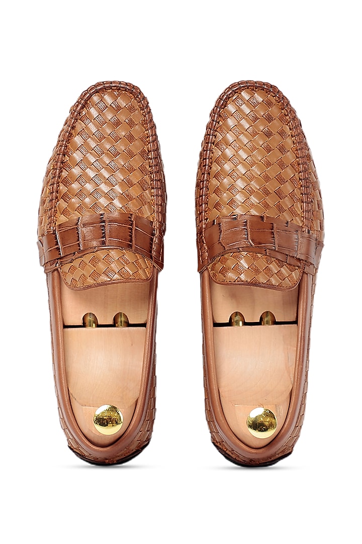 Brown Leather Loafers by Vantier Fashion