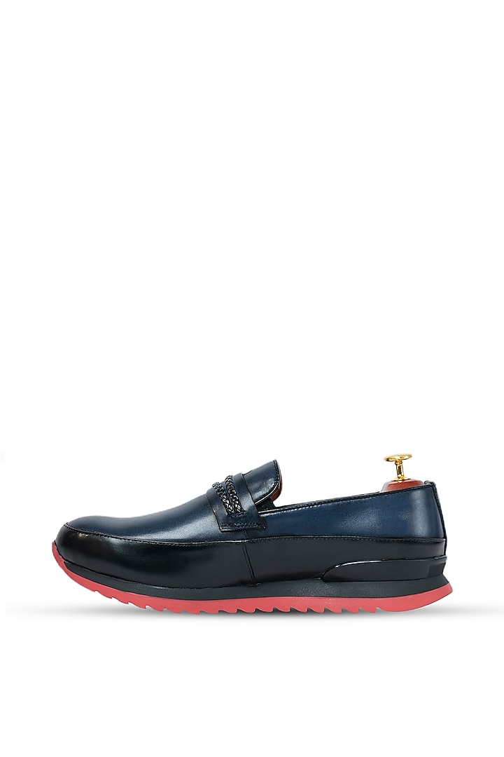 Blue Leather Sneakers by Vantier Fashion at Pernia's Pop Up Shop