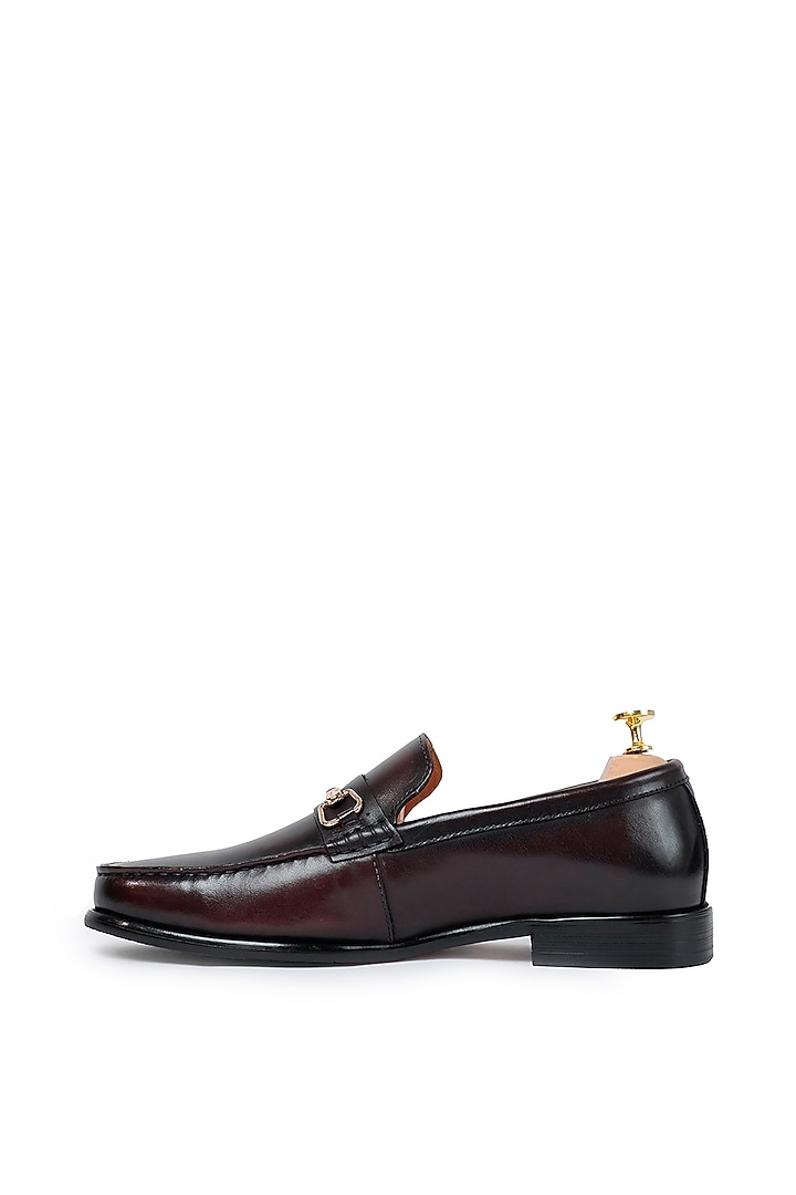 Coffee Leather Slip-Ons by Vantier Fashion at Pernia's Pop Up Shop