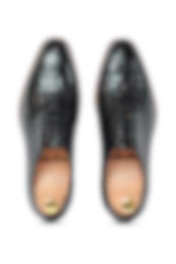 Black Leather Oxford Shoes by Vantier Fashion
