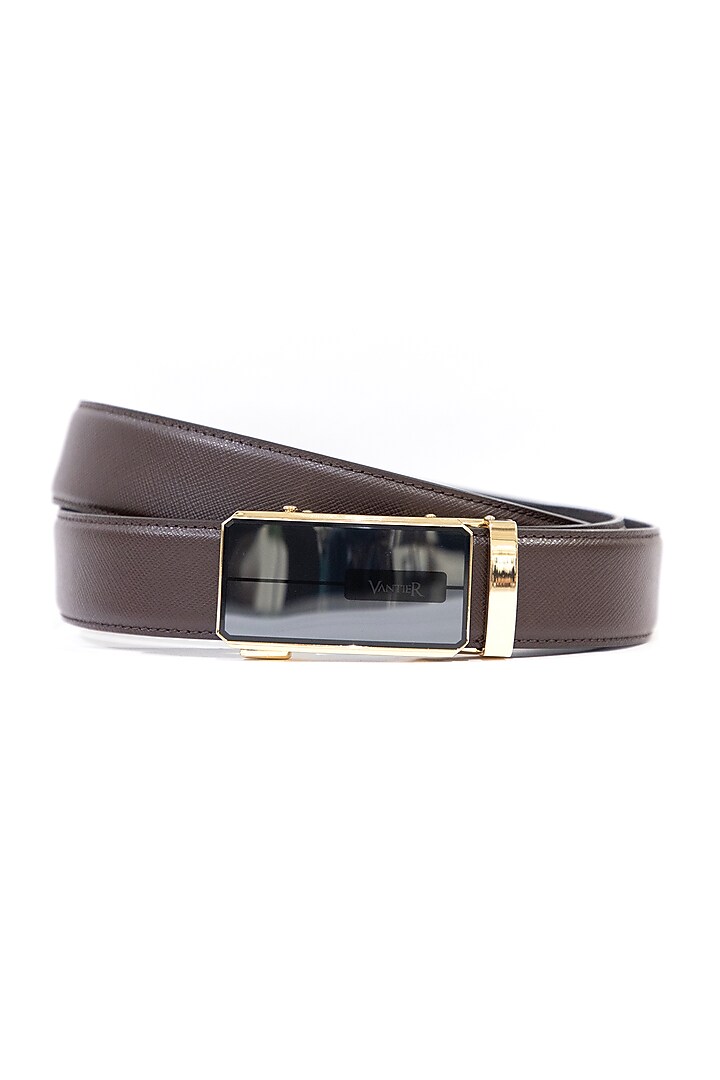 Coffee Leather Belt by Vantier Fashion at Pernia's Pop Up Shop