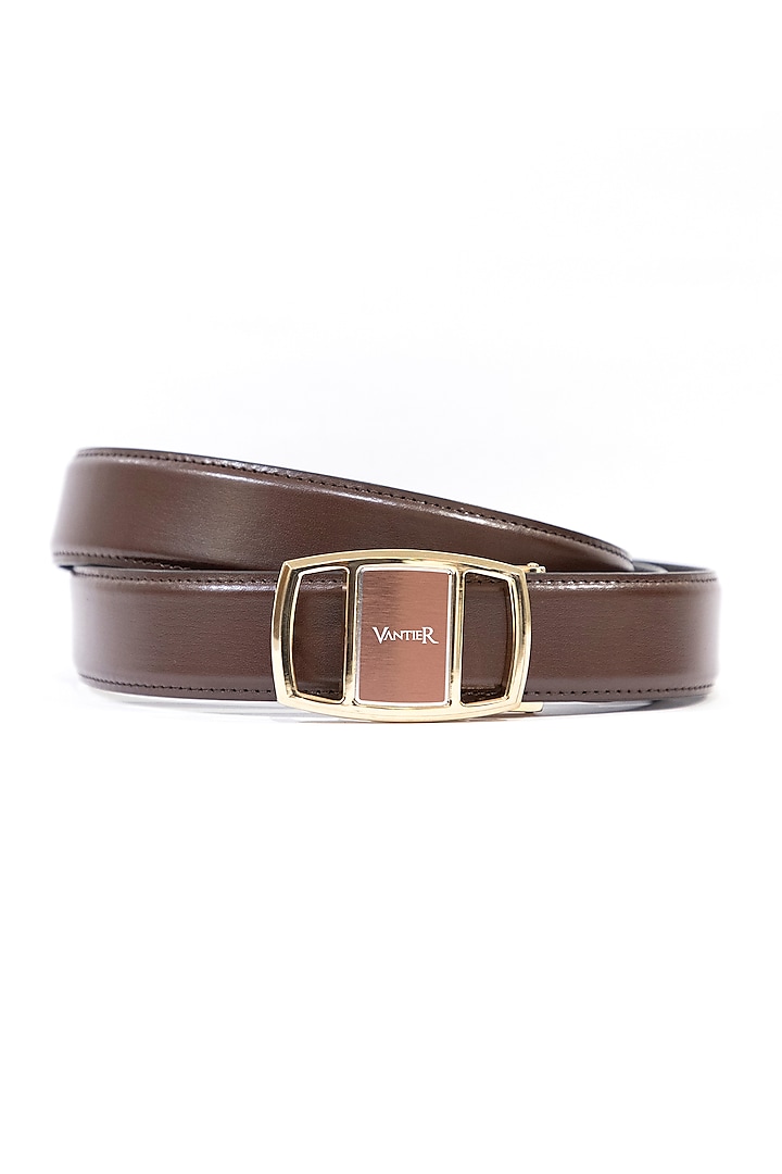 Coffee Leather Belt by Vantier Fashion at Pernia's Pop Up Shop