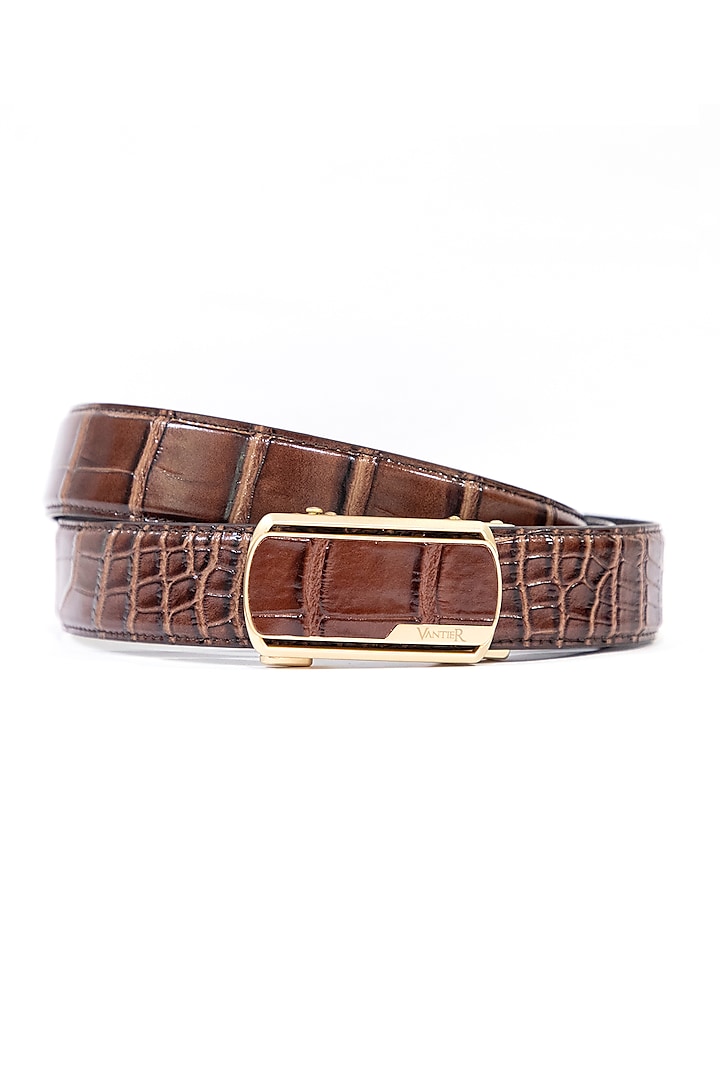 Coffee Leather Belt by Vantier Fashion at Pernia's Pop Up Shop