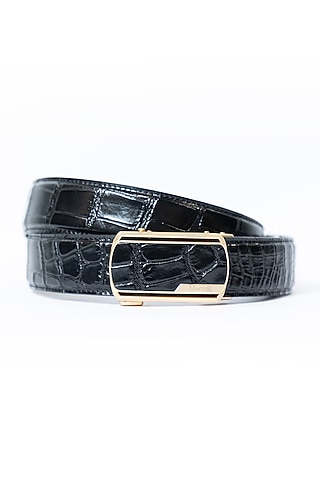 Black Leather Belt by Vantier Fashion