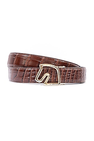 Coffee Leather Belt by Vantier Fashion