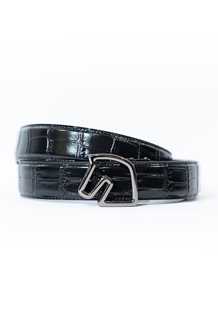 Black Leather Belt by Vantier Fashion
