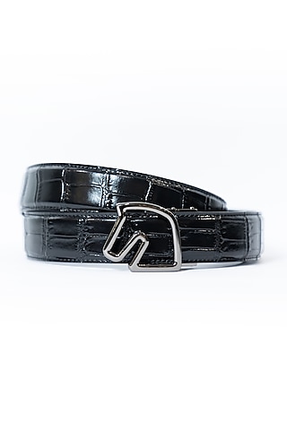 Black Leather Belt by Vantier Fashion