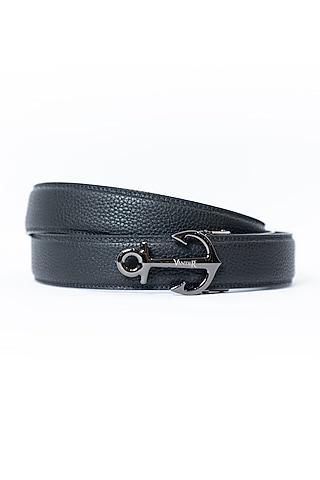 Black Leather Belt by Vantier Fashion