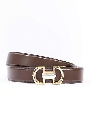Coffee Leather Belt by Vantier Fashion