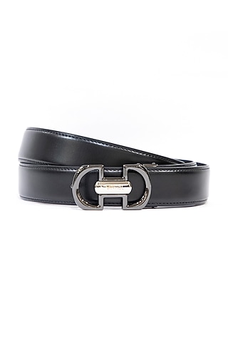 Black Leather Belt by Vantier Fashion
