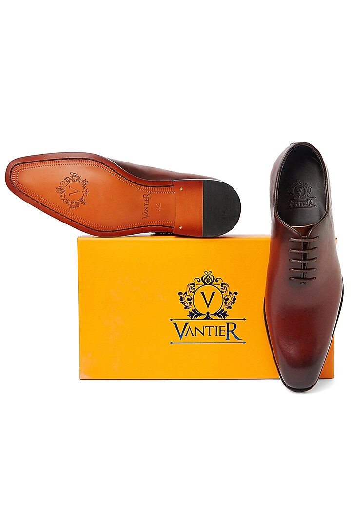 Oxford Brown Leather Shoes by Vantier Fashion at Pernia's Pop Up Shop