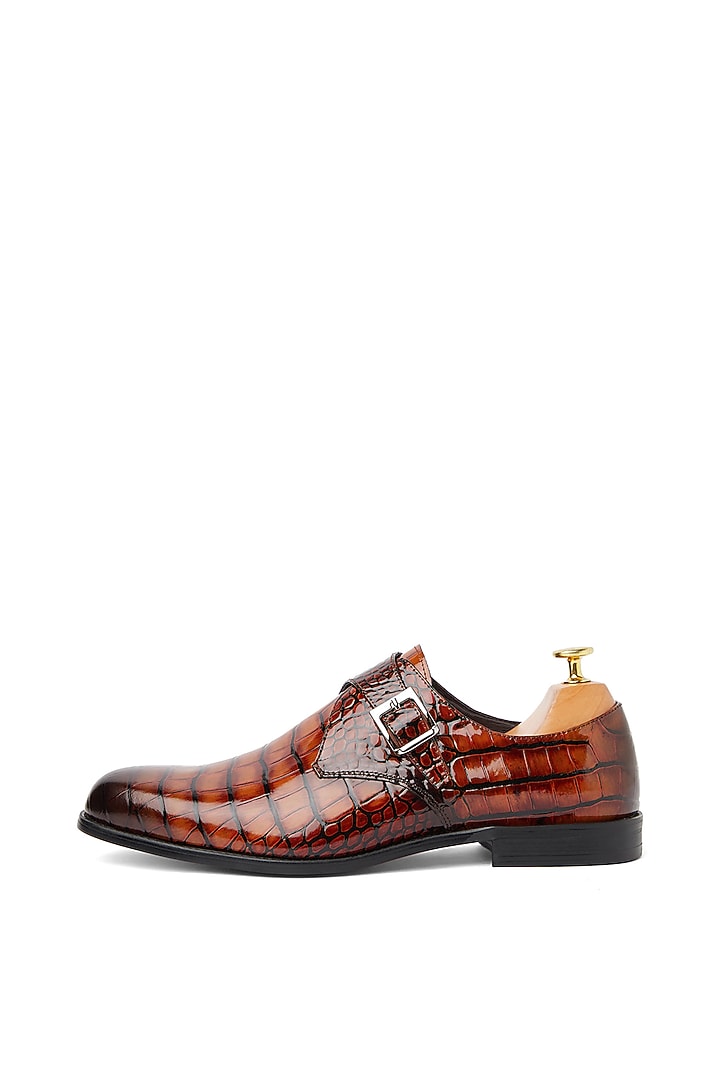 Brown Leather Patina Shoes by Vantier Fashion at Pernia's Pop Up Shop