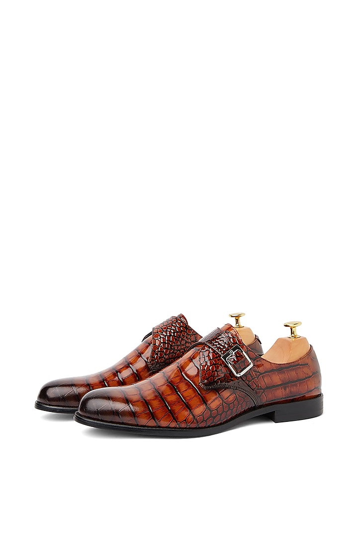 Brown Leather Patina Shoes by Vantier Fashion at Pernia's Pop Up Shop