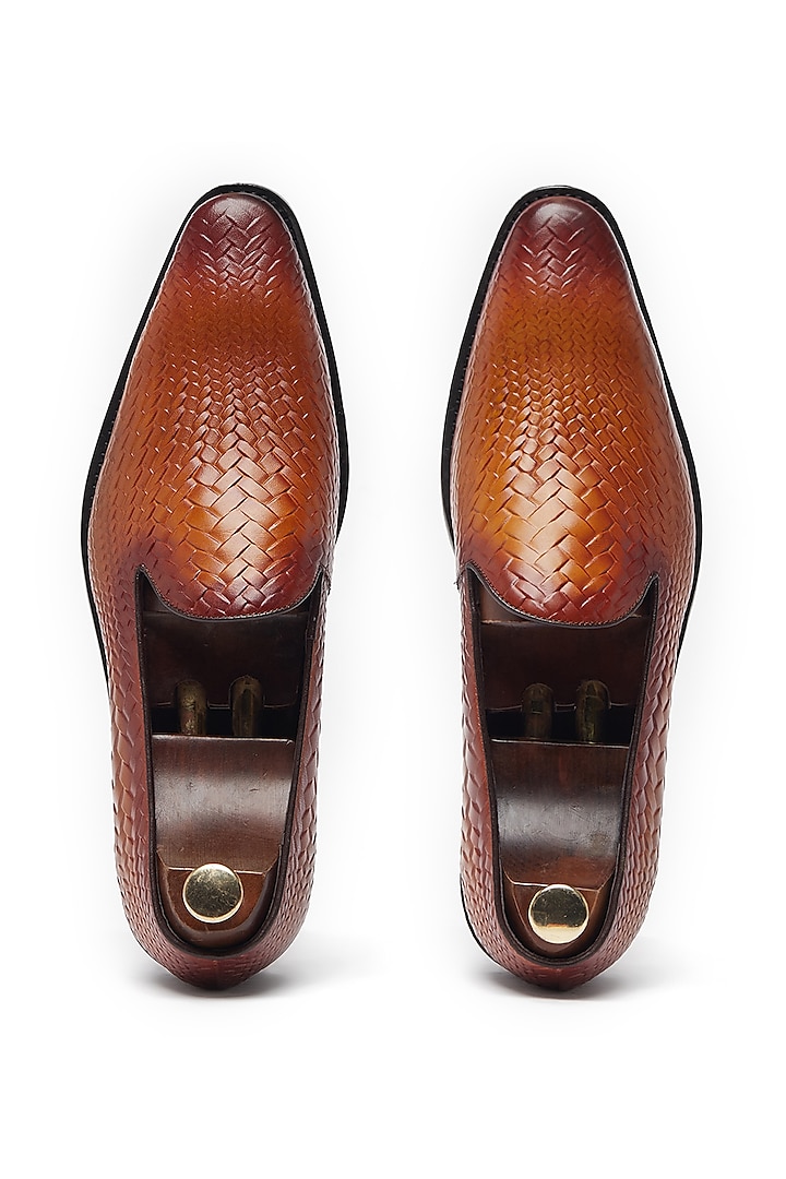 Tan Brown Leather Shoes by Vantier Fashion