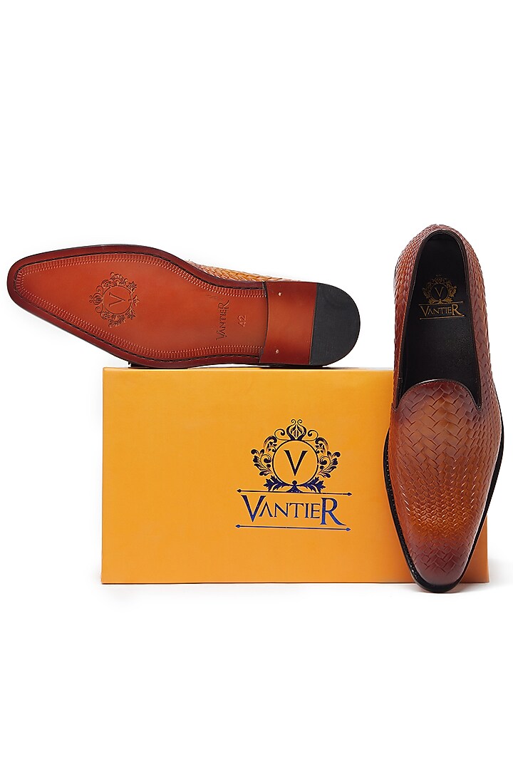 Tan Brown Leather Shoes by Vantier Fashion at Pernia's Pop Up Shop