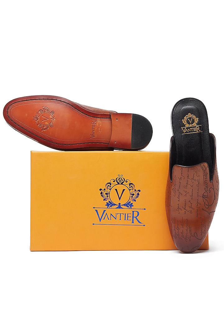 Brown Leather Handcrafted Mules by Vantier Fashion at Pernia's Pop Up Shop