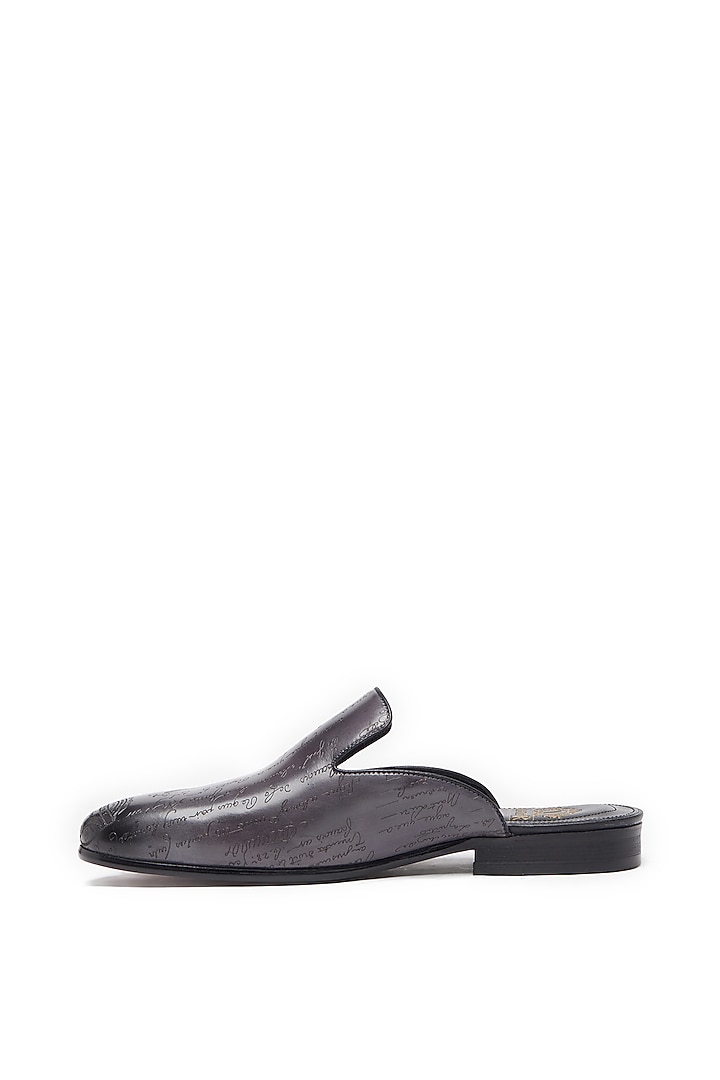 Grey Leather Handcrafted Mules by Vantier Fashion at Pernia's Pop Up Shop