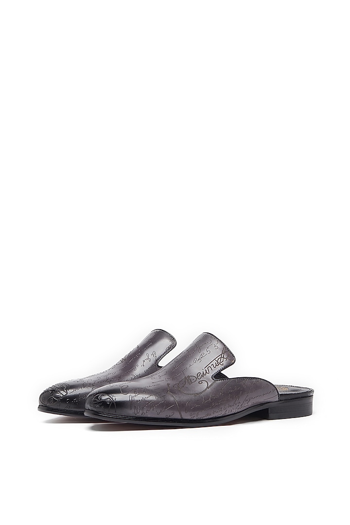 Grey Leather Handcrafted Mules by Vantier Fashion at Pernia's Pop Up Shop