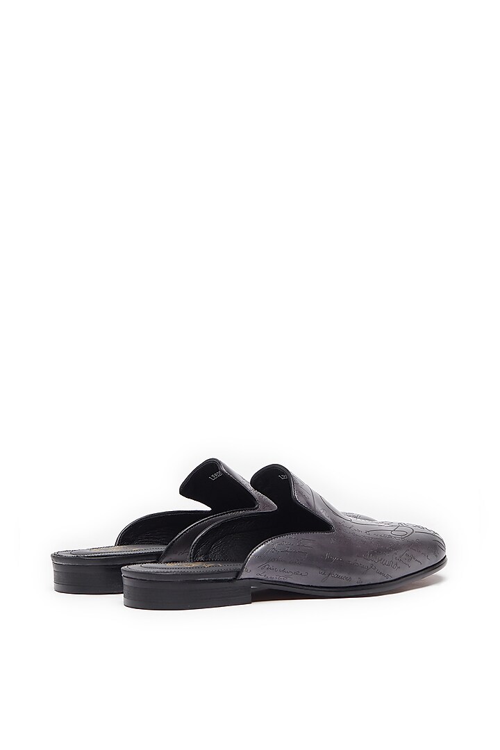 Grey Leather Handcrafted Mules by Vantier Fashion at Pernia's Pop Up Shop