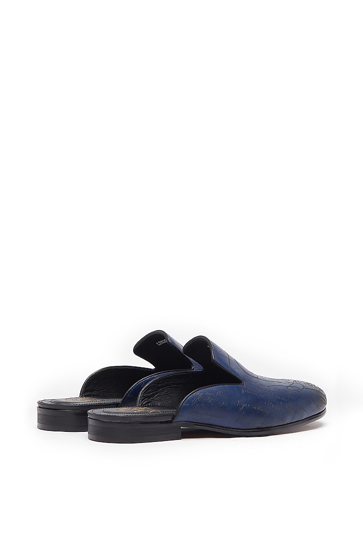 Blue Leather Handcrafted Mules by Vantier Fashion at Pernia's Pop Up Shop