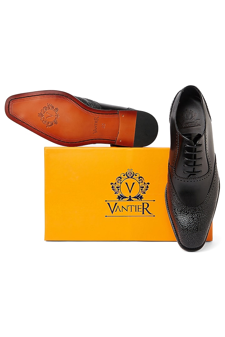 Black Leather Oxford Shoes by Vantier Fashion at Pernia's Pop Up Shop