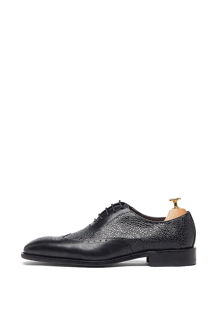 Black Oxford Shoes In Leather by Vantier Fashion at Pernia's Pop Up Shop