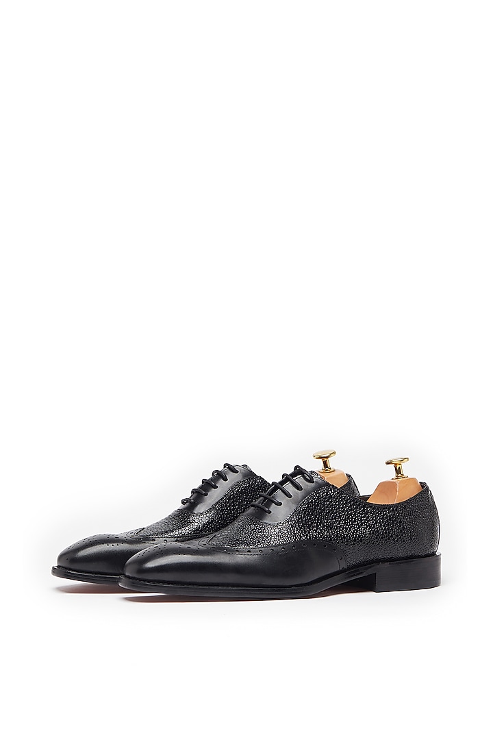 Black Oxford Shoes In Leather by Vantier Fashion at Pernia's Pop Up Shop