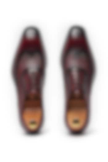 Burgundy Oxford Shoes In Leather by Vantier Fashion